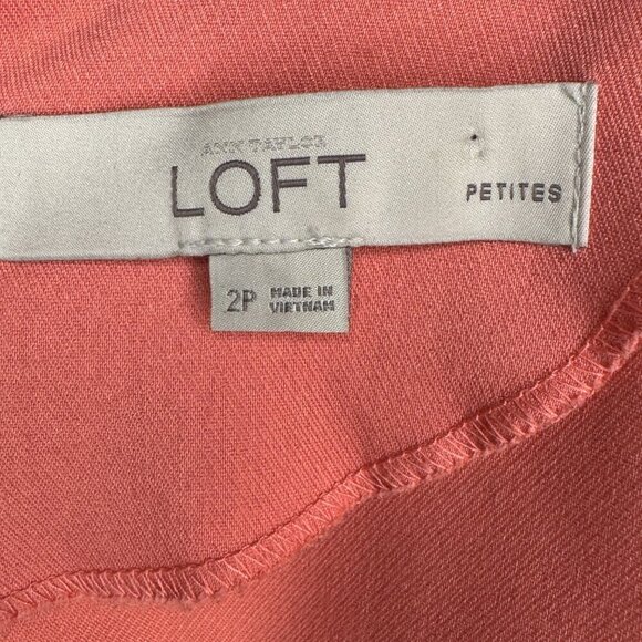 "LOFT" PEONY FLORAL LASER CUT CAREER CASUAL FLOUNCE DRESS SIZE: 2P - Picture 4 of 4